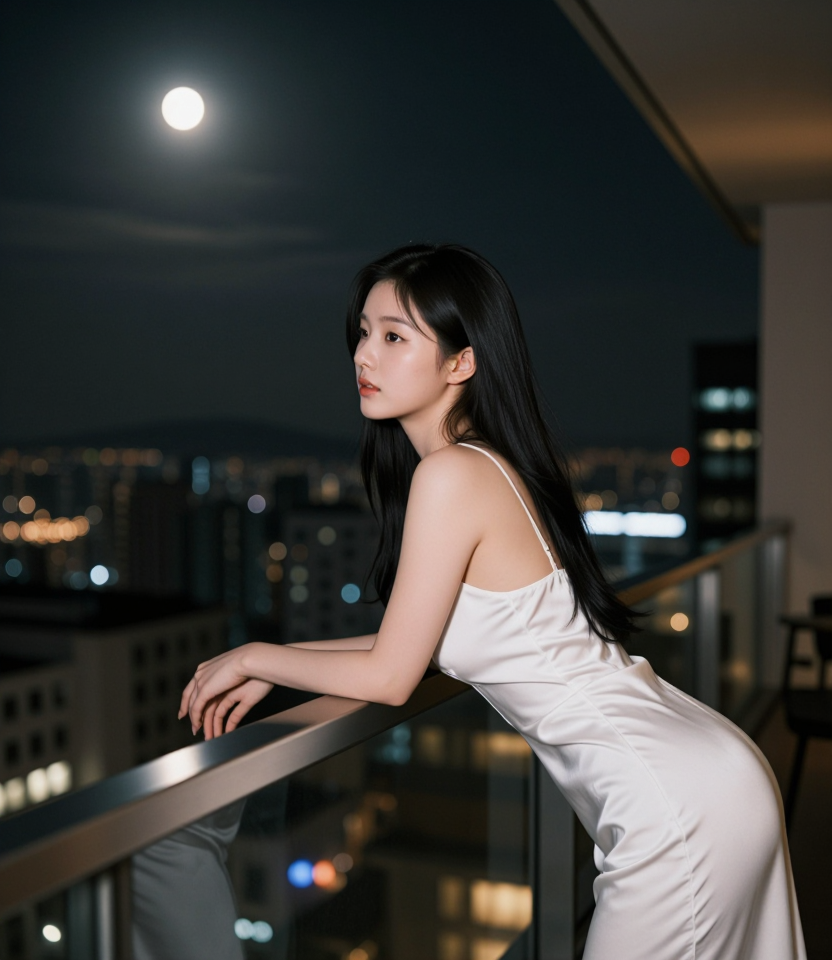 달빛 아래 실크 드레스