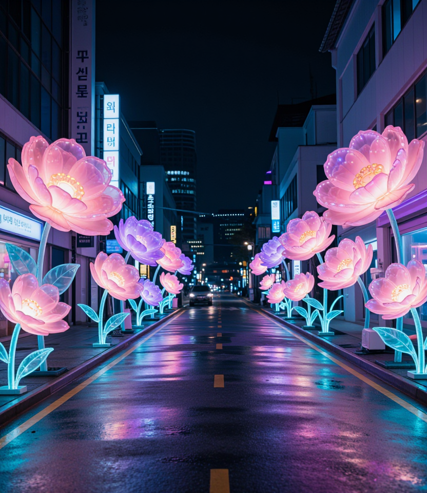 네온 꽃이 피는 서울 거리